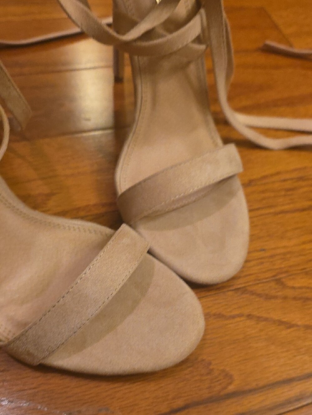 Lilliana Nude Lace-Up Ankle Wrap Sandals - Sz 10 - Picture 4 of 9